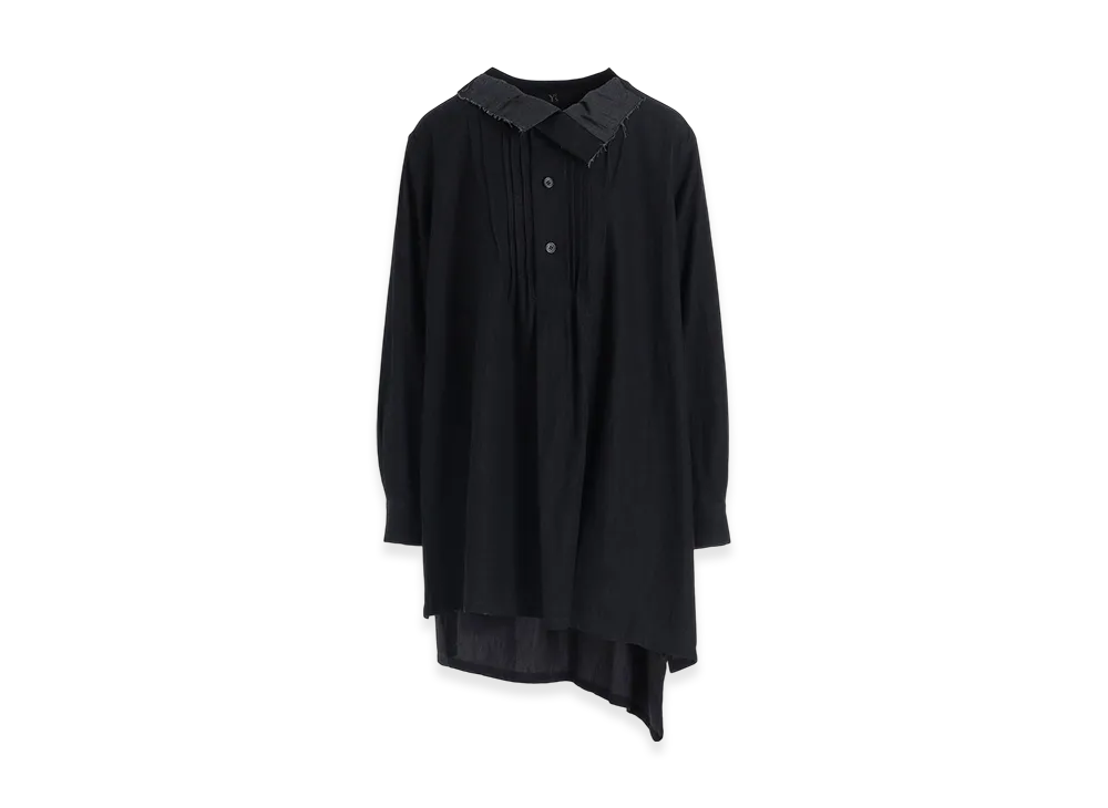 Y's 6OZ Denim Garmentfinish Pintuck Asymmeteric Brouse "Black"