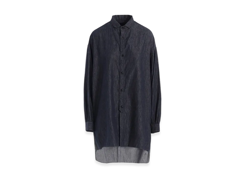 Y's 6OZ Denim Garmentfinish Design Collar Big Blouse "Indigo"