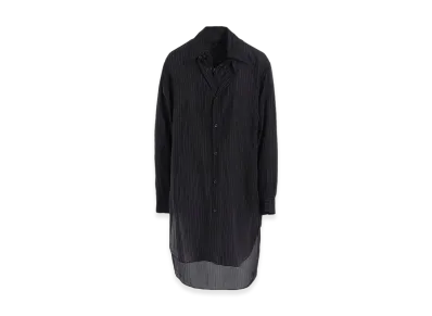Y's Cupro Stripe Double Front Shirt "Black"