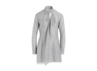 Y's Cupro Stripe Front Cloth Shirt "Blue Grey"