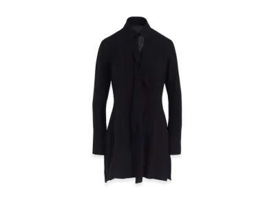 Y's Hard-Twist Serge Shirt With Draped Front Panel "Black"