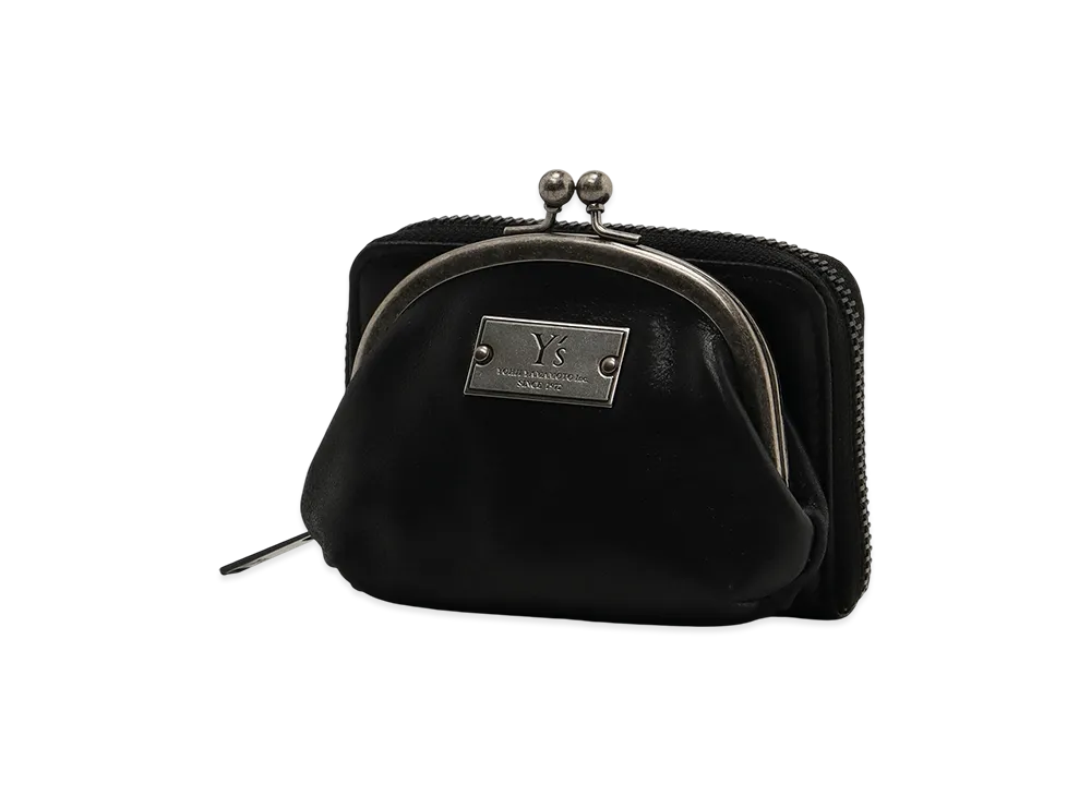 Y's Leather Wallet W/ Metal Clasp "Black"