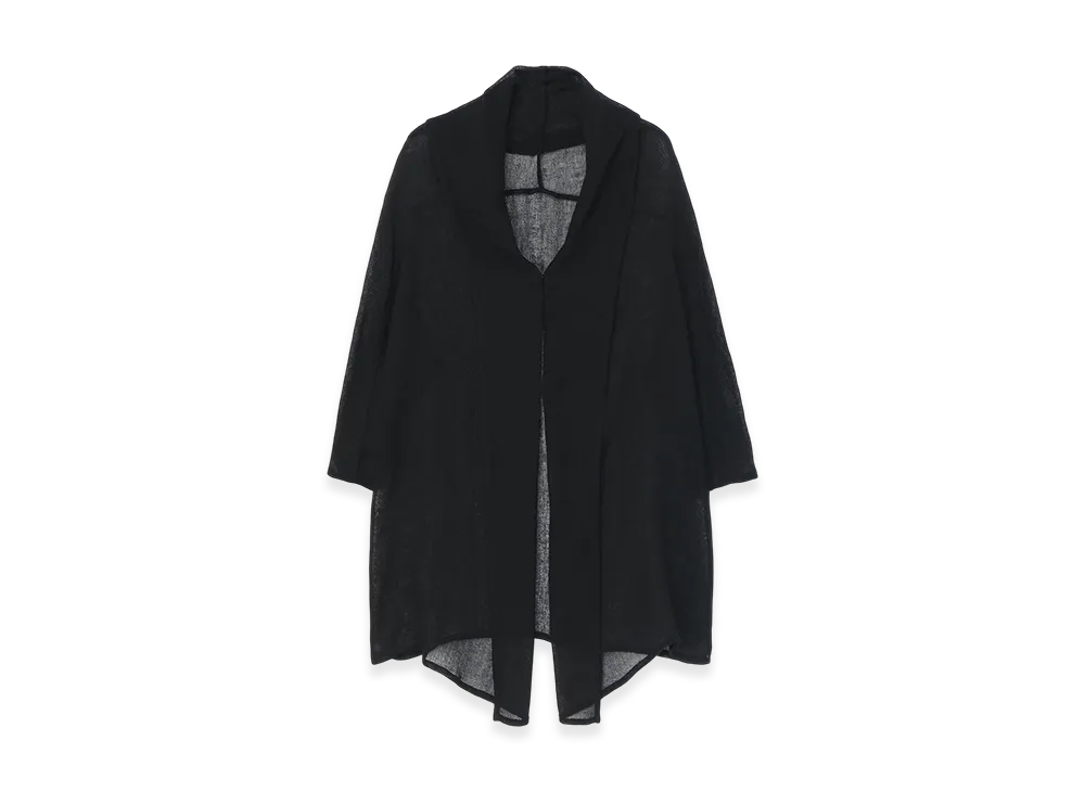 Y's Leno Cloth Shawl Collar Long Cardigan "Black"