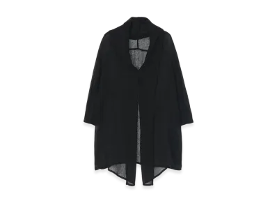 Y's Leno Cloth Shawl Collar Long Cardigan "Black"