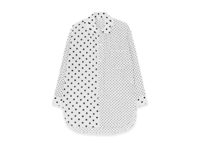Y's 60/- Cotton Lawn Dot Print Square Collar Shirt "White"