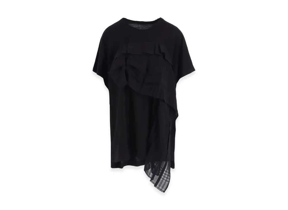 Y's Lyocell/Cotton Half Sleeve Long T "Black"