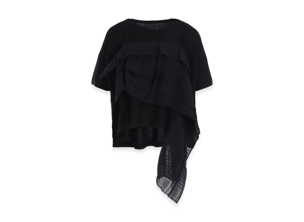 Y's Lyocell/Cotton Half Sleeve T "Black"