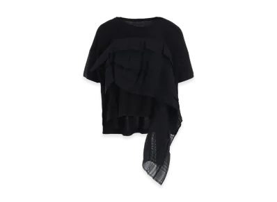 Y's Lyocell/Cotton Half Sleeve T "Black"