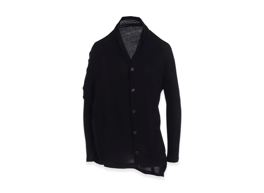 Y's 60/- Cotton Hard Twisted Long Sleeve Cardigan "Black"