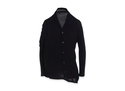 Y's 60/- Cotton Hard Twisted Long Sleeve Cardigan "Black"