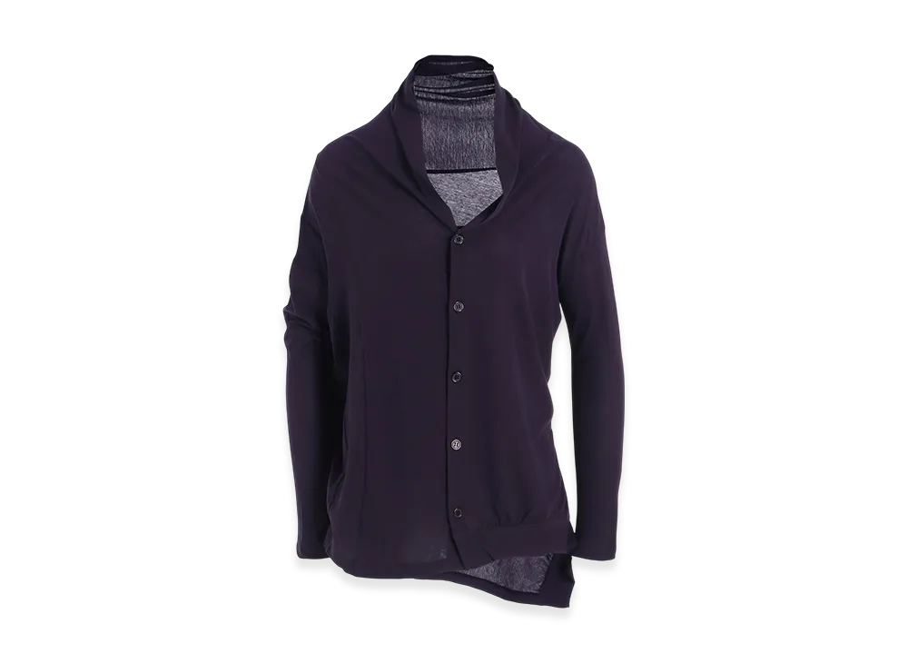 Y's 60/- Cotton Hard Twisted Long Sleeve Cardigan "Purple"