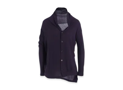 Y's 60/- Cotton Hard Twisted Long Sleeve Cardigan "Purple"
