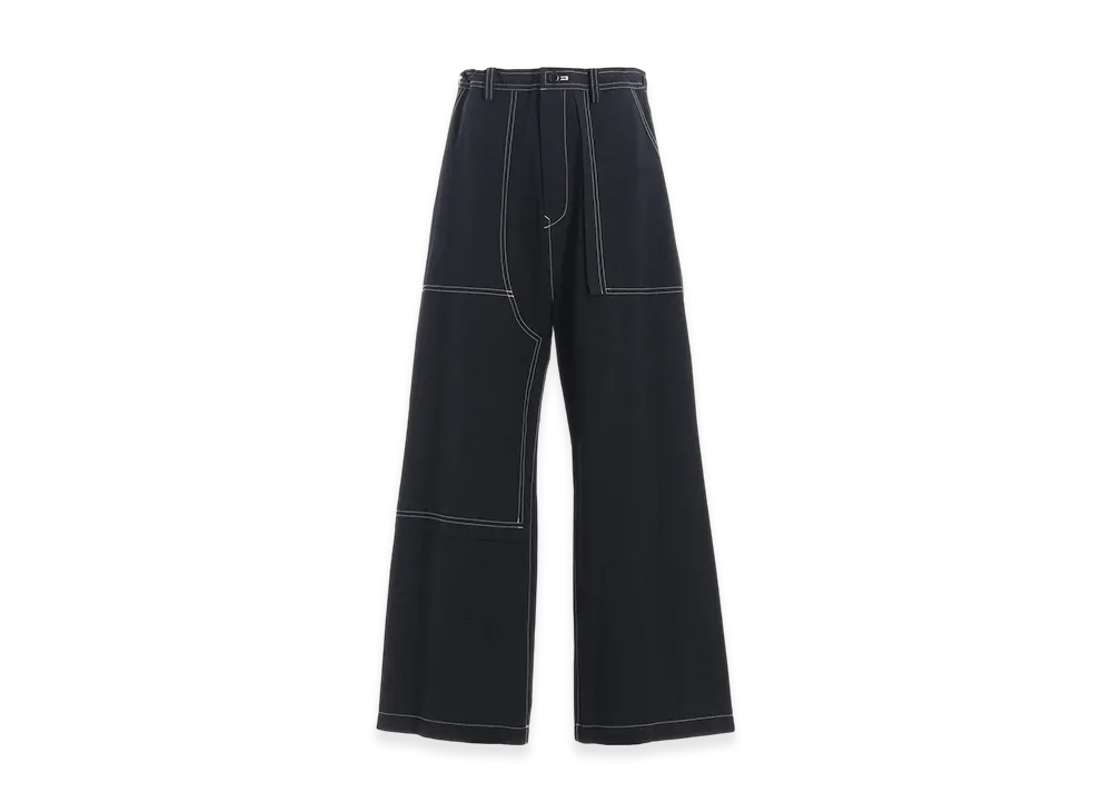 Y's Cotton Linen Dump Straight Pants "Black"