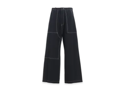 Y's Cotton Linen Dump Straight Pants "Black"