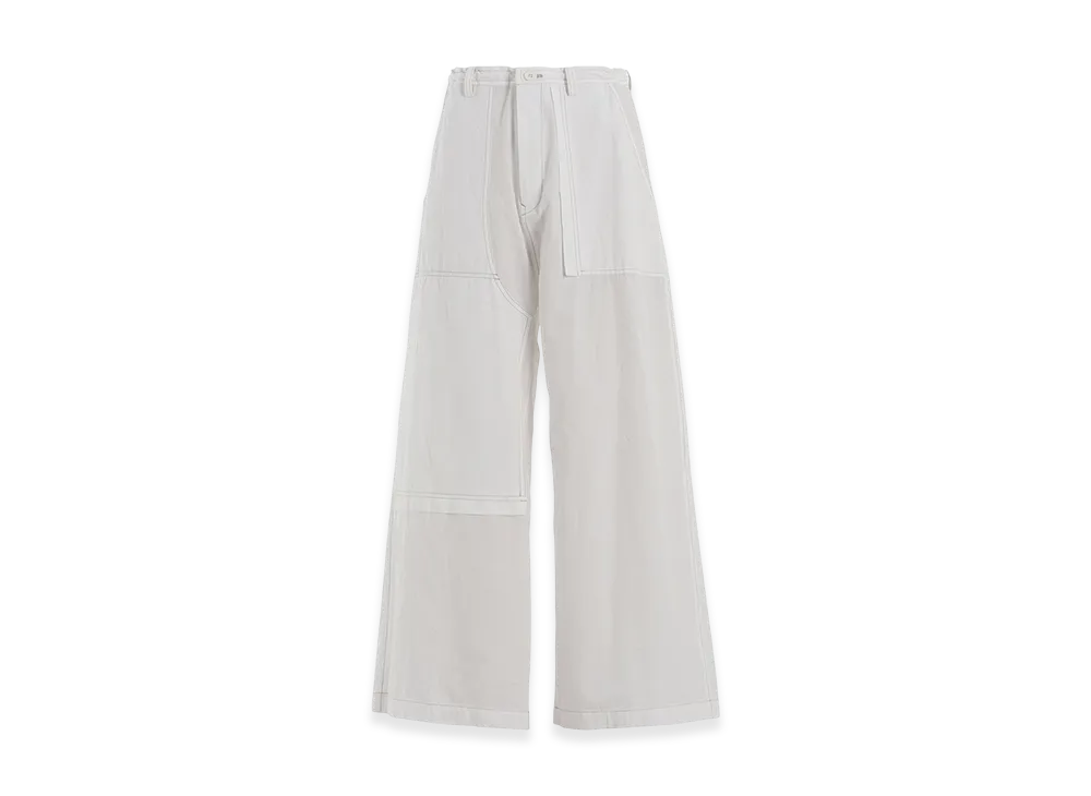 Y's Cotton Linen Dump Straight Pants "White"