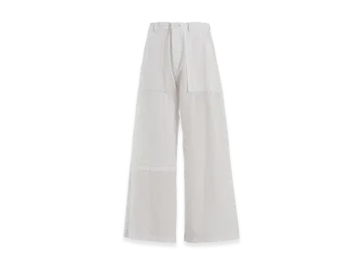 Y's Cotton Linen Dump Straight Pants "White"