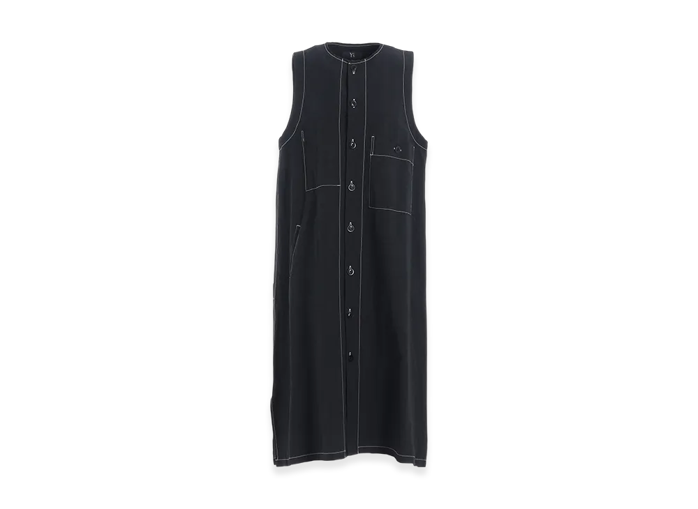 Y's Cotton Linen Dump Sleeveless Dress "Black"