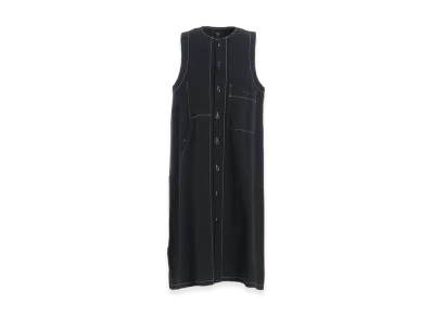 Y's Cotton Linen Dump Sleeveless Dress "Black"