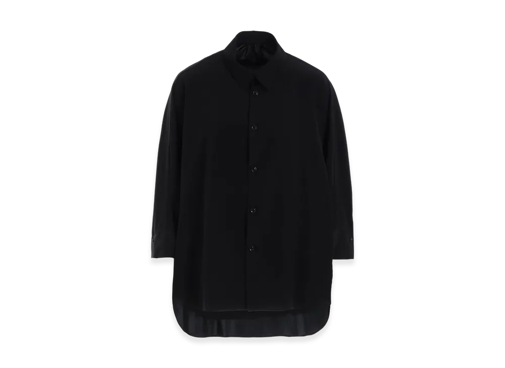 Y's Crepe De Chine Half Sleeve Cape Blouse "Black"