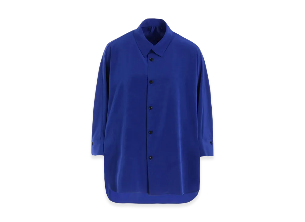 Y's Crepe De Chine Half Sleeve Cape Blouse "Blue"