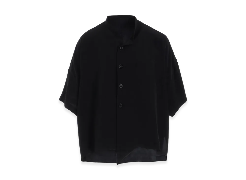 Y's Crepe De Chine Half Sleeve Box Shirt "Black"