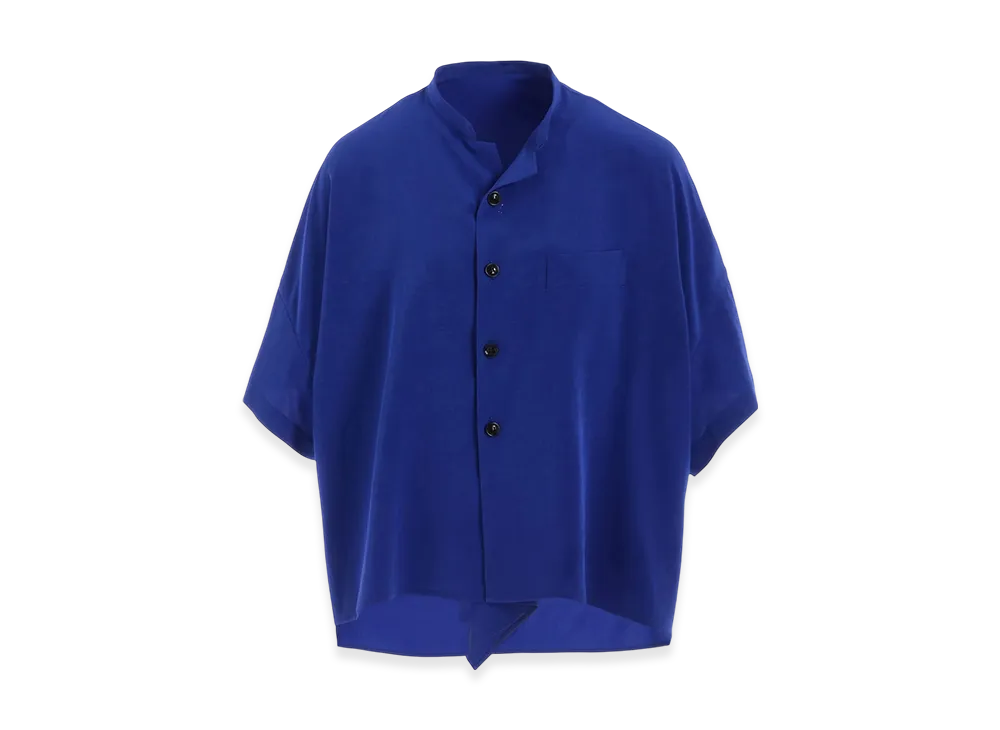 Y's Crepe De Chine Half Sleeve Box Shirt "Blue"