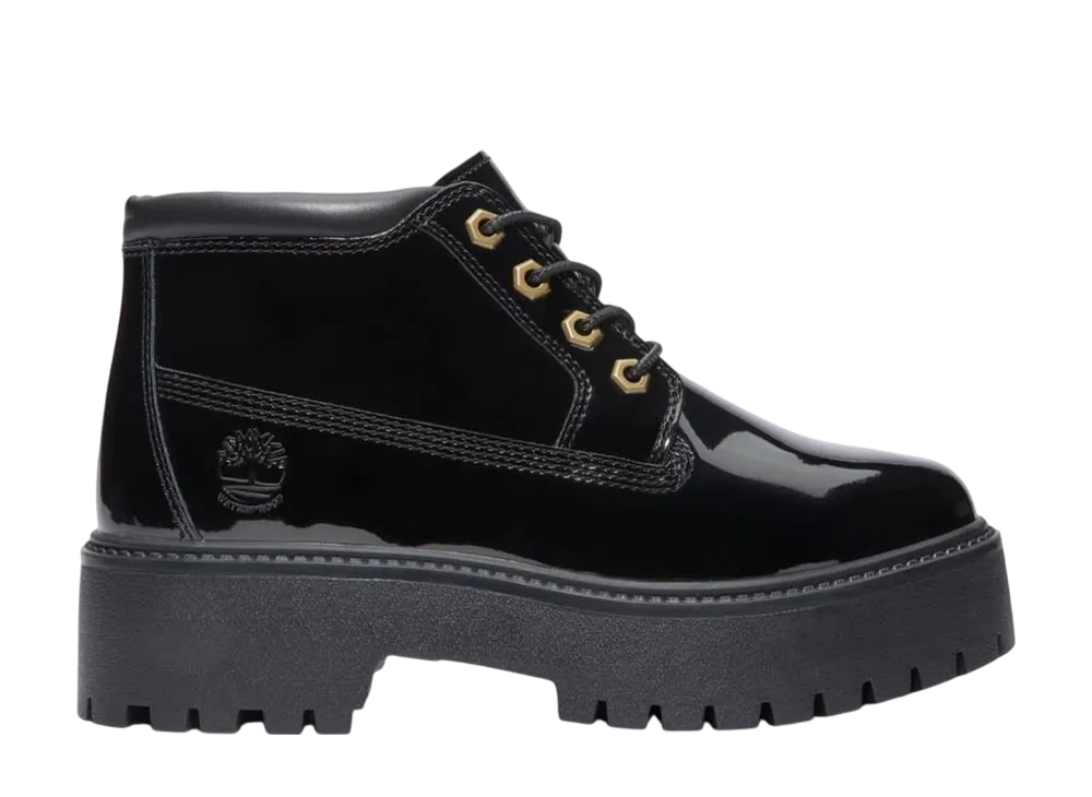 ティンバーランド ウィメンズ ストーン ストリート ミッド レースアップ ウォータープルーフ ブーツ "ブラック"