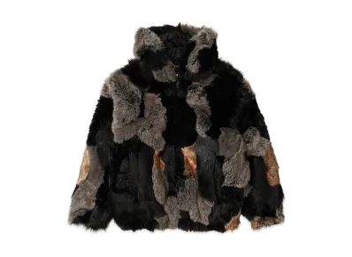 Supreme Patchwork WINDSTOPPER Hooded Faux Fur Jacket "Black"