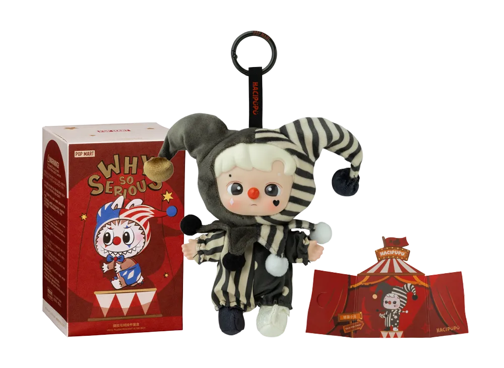 POP MART WHY SO SERIOUS Series-Vinyl Plush Pendant Silver Mist Clown (HACIPUPU)