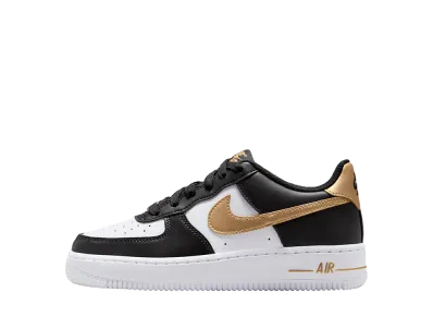 Nike GS Air Forse 1 "Black/White/Metallic Gold"
