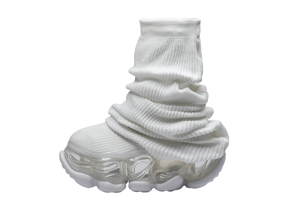 グラウンズ ウィメンズ スカイスクレーパー ルーズソックス ニット "ホワイト/クリア"