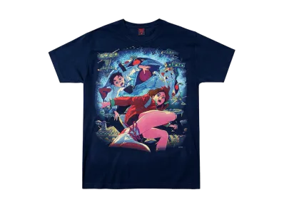 Geeks Rule x DAN DA DAN Silkscreen Printing T Shirt "Navy"