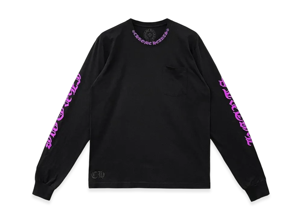Chrome Hearts Script Neck Logo L/S T-Shirt "Black/Purple"