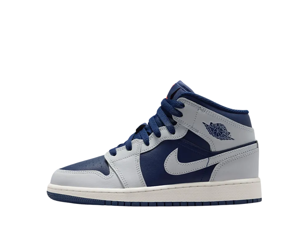 ナイキ GS エアジョーダン1 ミッド "ブルーボイド/サミットホワイト/ホットラバ/ピュアプラチナム" (キッズ)