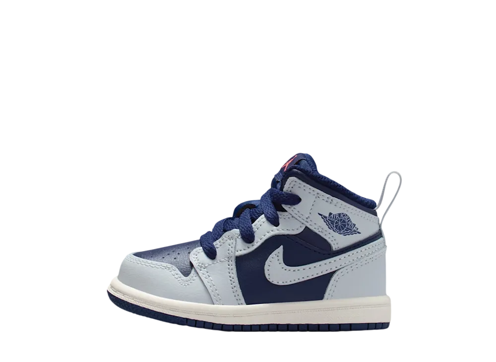 ナイキ TD ジョーダン1 ミッド "ブルーボイド/サミットホワイト/ホットラバ/ピュアプラチナム" (キッズ)