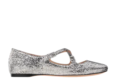 Dior Women's Very Dior Ballerina Laminated Lambskin "Silver"