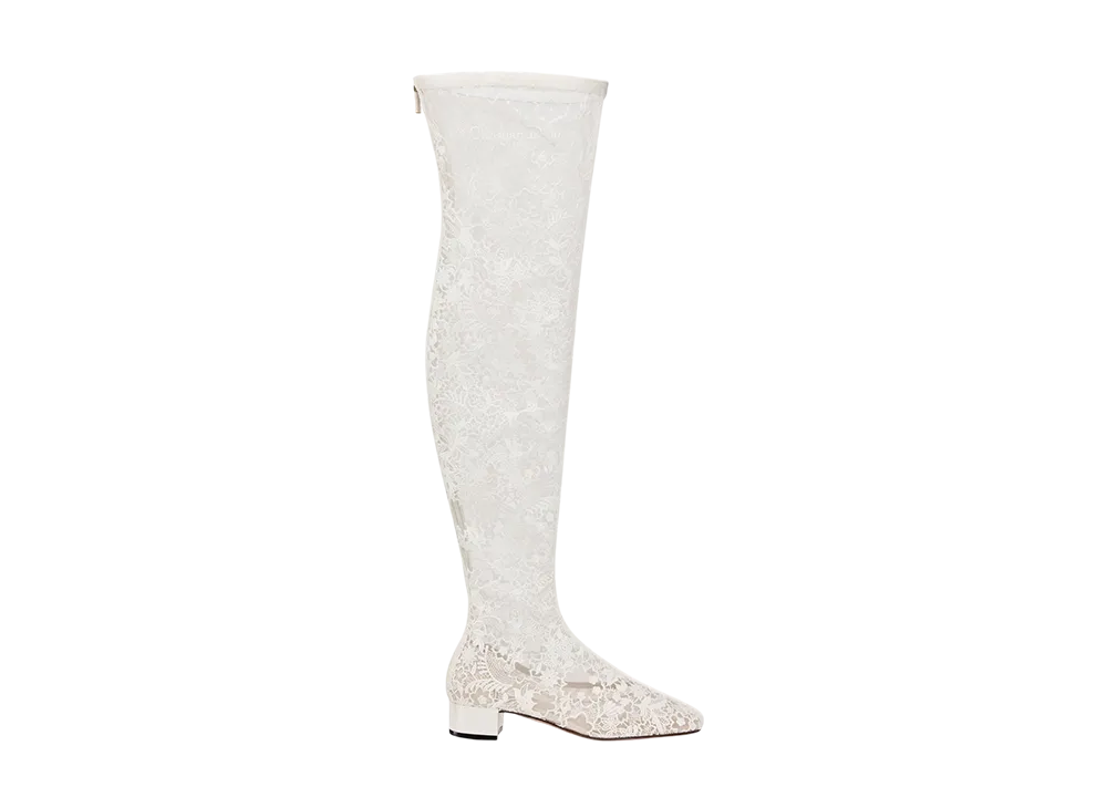 ディオール ウィメンズ ノーティリーディー ヒール サイハイブーツ ミルフィオリ エンブロイダリー メッシュ "ホワイト"