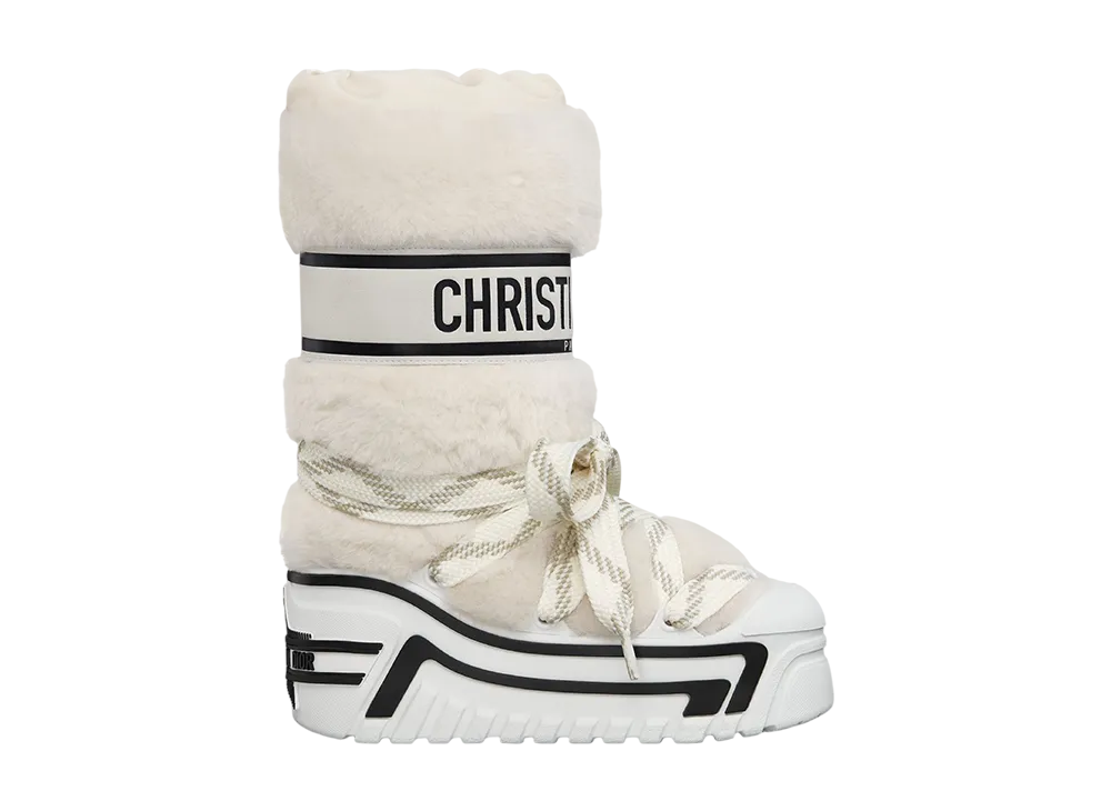 ディオール ウィメンズ ディオールアルプス アフタースキーブーツ ラムスキンシアリング & スエードゴートスキン "ホワイト"