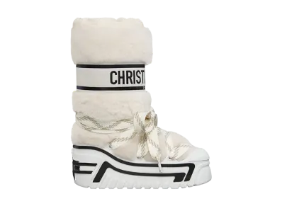 Dior Women's DiorAlps Apres-Ski Boot Lambskin Shearling & Suede Goatskin "White"