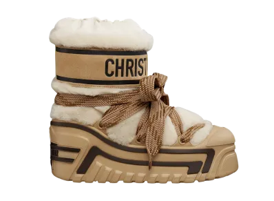 Dior Women's DiorAlps Apres-Ski Short Boot Lambskin Shearling & Suede Goatskin "Camel Brown"