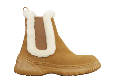 Dior Women's D-Racer Short Boots Suede Calfskin & Shearling "Hazelnut Brown"