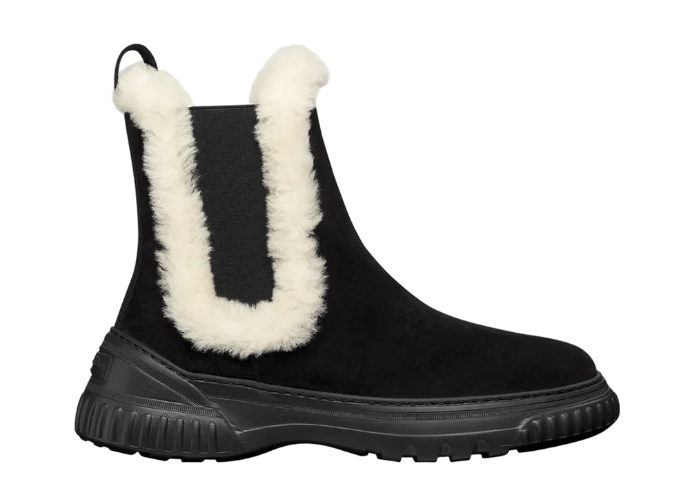 ディオール ウィメンズ D-レーサー ショートブーツ スエードカーフスキン & シアリング "ブラック"