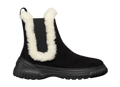 Dior Women's D-Racer Short Boots Suede Calfskin & Shearling "Black"