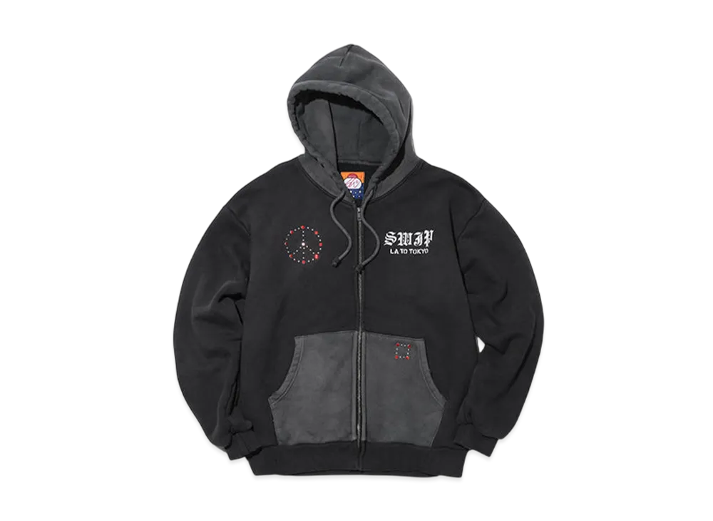 SWJP NUBIAN Sapporo Exclusive Zip Up Hoodie W/ Custom Studs "Grey"