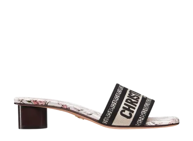 Dior Women's Dway Heel Slide Millefiori Embroidered Cotton "White/Pink"