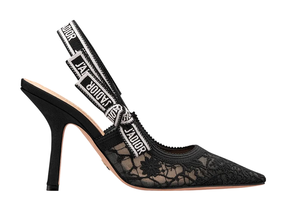 ディオール ウィメンズ ジャドール スリングバックパンプス ミルフィオリ エンブロイダリー メッシュ "ブラック"