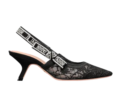 Dior Women's J'Adior Slingback Pumps Millefiori Embroidered Mesh "Black"