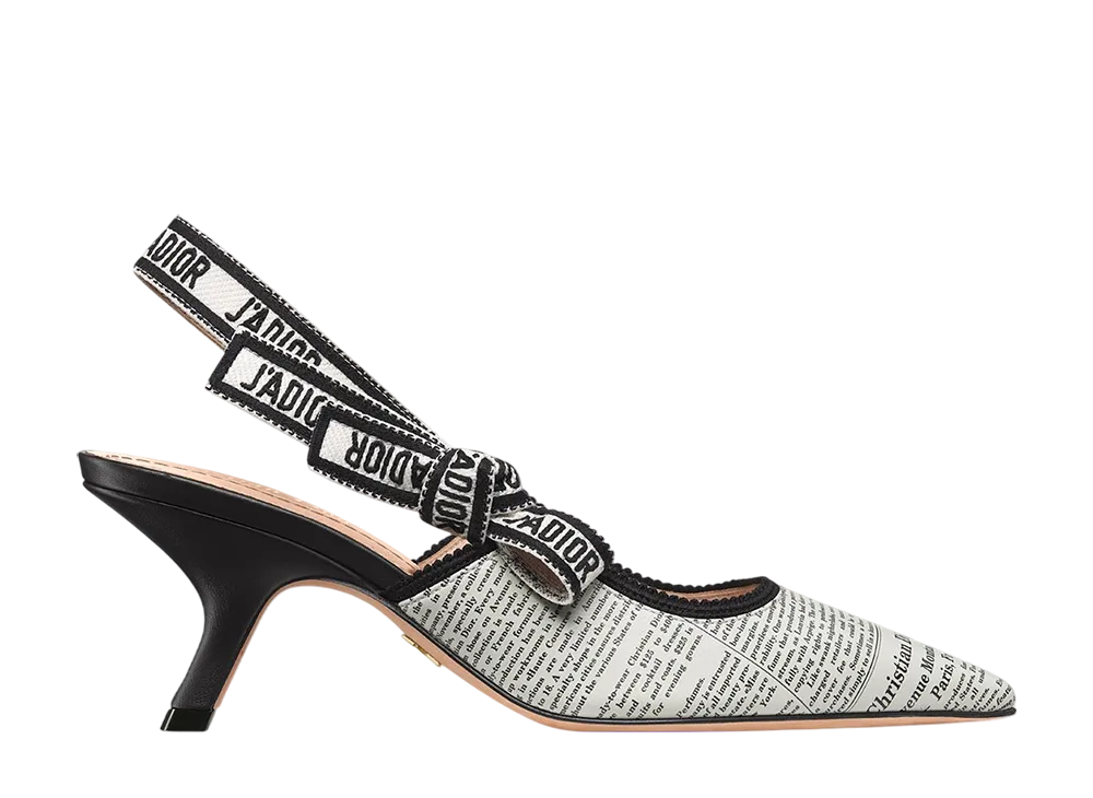 ディオール ウィメンズ ジャドール スリングバックパンプス ニュースペーパー ラムスキン "ホワイト/ブラック"