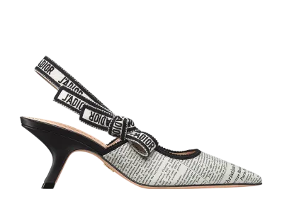 Dior Women's J'Adior Slingback Pumps Newspaper Lambskin "White/Black"