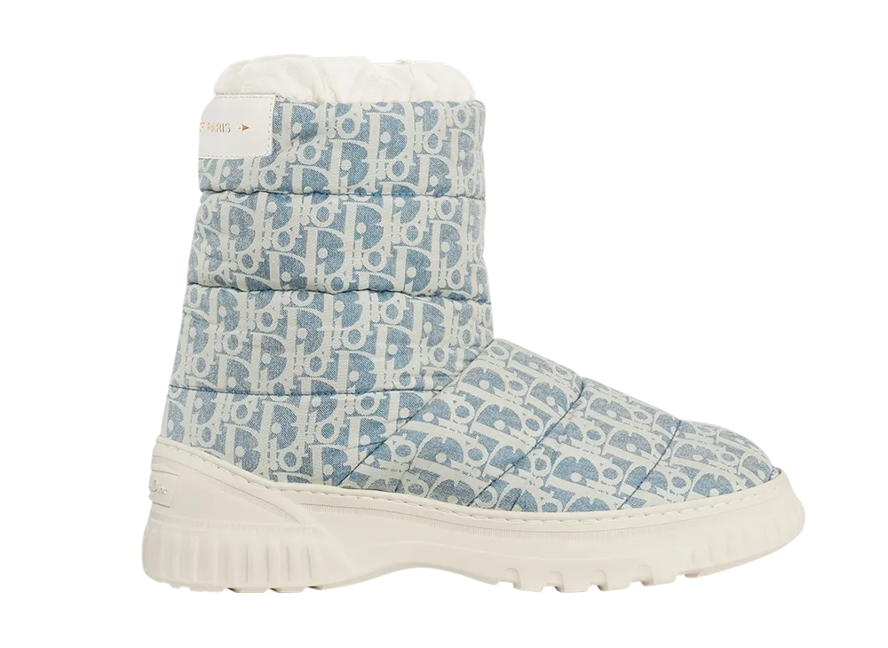 ディオール ウィメンズ ディオールアルプス ディオール フロスト ショートブーツ ディオール オブリーク キルティングナイロン "シャンブレーブルー/エクリュホワイト"